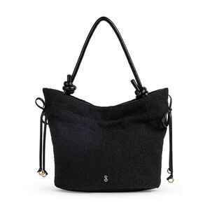 Sam & Libby Black Textured Bucket Shoulder Bag with Knot Handle